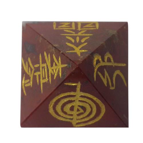 Avika Natural Red Jasper Reiki Symbol Pyramid 50 mm.