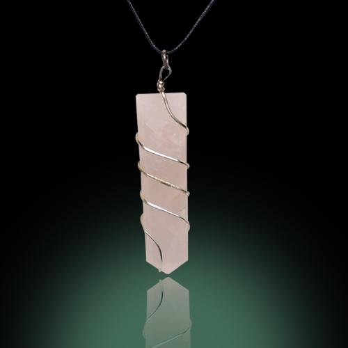 Avika Natural Rose Quartz Spiral Flat Pendant