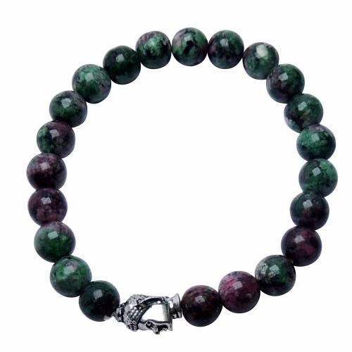 Avika Natural Ruby Zoisite 8 mm Beads Buddha Bracelet Color: Multi, For Unisex