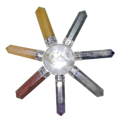 Avika Natural Seven Chakra Conical Clear Quartz Pyramid Energy Generator