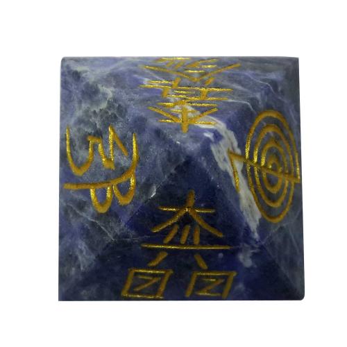 Avika Natural Sodalite Reiki Symbol Pyramid 35 mm.