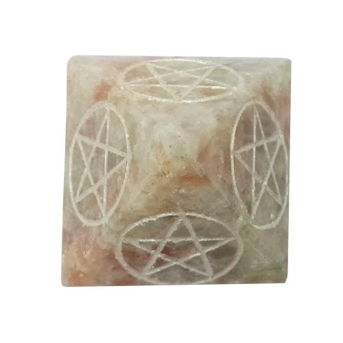 Avika Natural Sunstone Reiki Symbol Pyramid 30 mm.