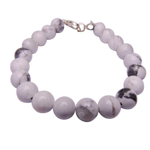Avika Natural White Howlite 8 MM Beads Bracelet with Hook (Pack of 1Pc)