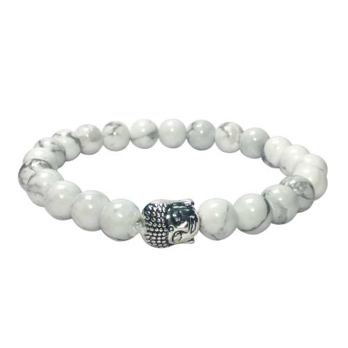 Avika Natural White Howlite Buddha Bracelet (Pack of 1Pc)