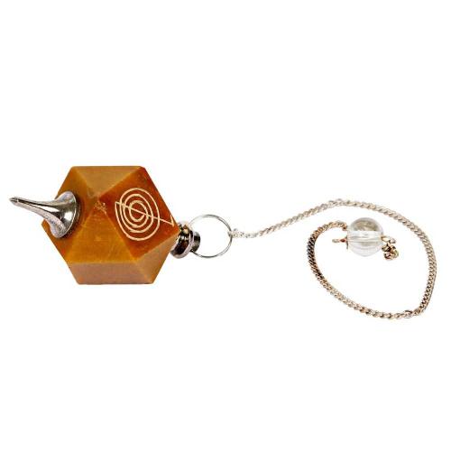 Avika Natural Yellow Jasper With Reiki Symbol Pendulum