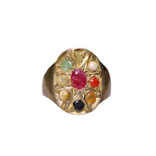 Avika Navaratna Energized Ring For Men Silver Plated