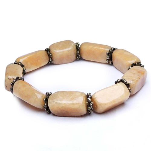 Avika Peach moonstone with metallic Rings Bracelet For Success and Good Fortune