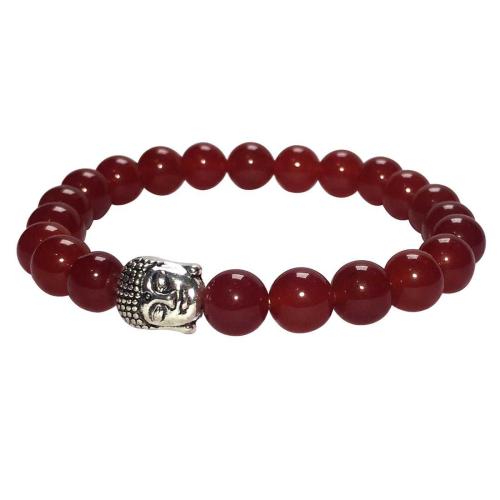 Avika Red Onyx Energized Bead with Buddha Bracelet (Pack of 1Pc)