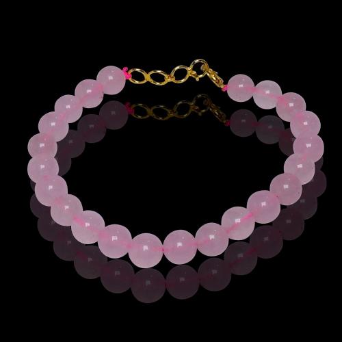 Avika Rose Quartz Beads Bracelet 8 mm With Hookh