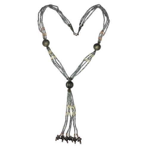 Avika Serpentine & Metal Bead Necklace