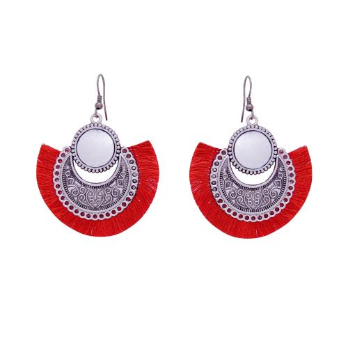 Avika Women's Oxidized Earring with Mirror & Red Thread Party Wear